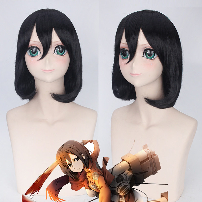 进击的巨人 三笠 阿克曼 黑色bobo头短发万用日常女生假毛cos假发