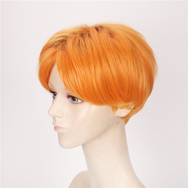 韩版帅气男发 橘色桔色短发 非主流假发cos假毛男生