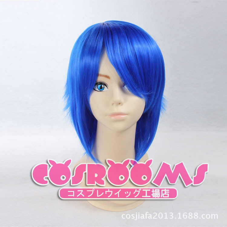 假发cosplay假毛Vocaloid始音大哥KAITO龍啼V家 蓝色反翘收脸短发