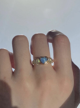 《伊甸园》法式复古微镶锆石爱心戒指可调节高级感宫廷风心形指环