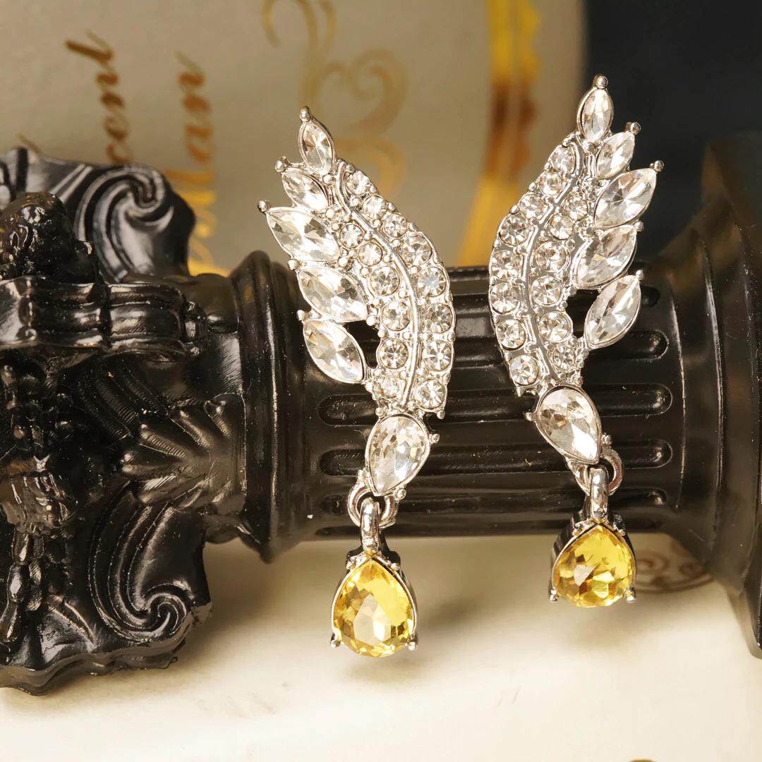 《羽落金芒》天使之翼水滴吊坠轻奢时尚耳钉高端奢华气质耳环耳饰