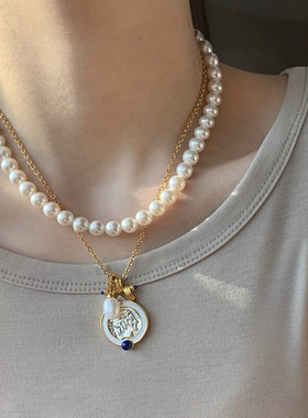 中古vintage复古双面头像项链女