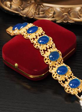 西洋重工蓝色琉璃宫廷风手链