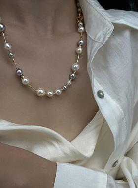 法式复古珍珠项链女轻奢小众
