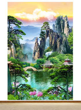 仙堂背景佛堂无动物活物山水画
