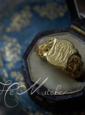 中古店中世纪vintage小众独特设计高级感纯银男个性戒指雕刻字母