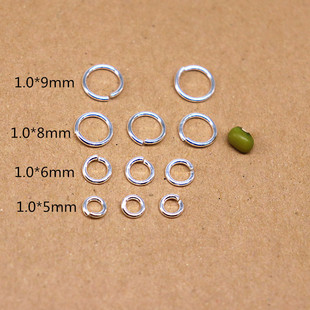 S925纯银1mm粗开口圈素银色手链项链连接环连接圈DIY银饰品小配件