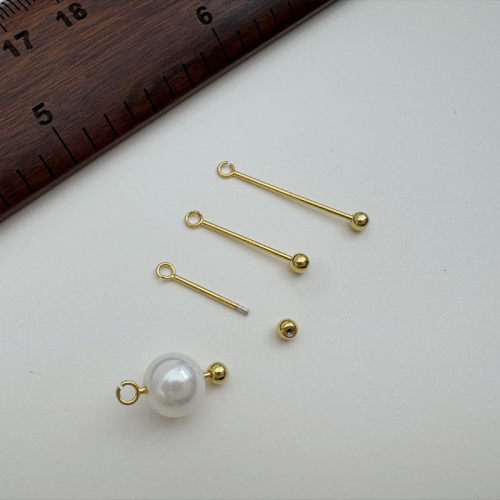 S925纯银镀金色螺旋9字针diy耳环