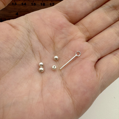 S925纯银螺丝小球球diy配件