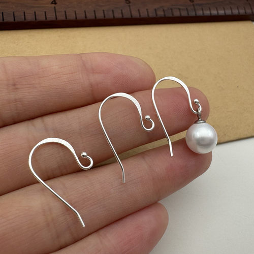 S925纯银耳钩不过敏底部开口diy