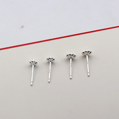 925纯银花边珠盘耳针diy镶嵌珍珠