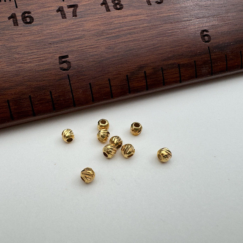 斜珠金色S925纯银diy手链隔珠