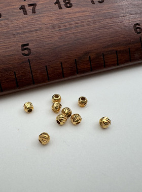 斜珠金色S925纯银diy手链隔珠