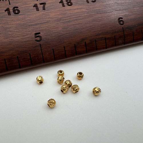 斜珠金色S925纯银diy手链隔珠
