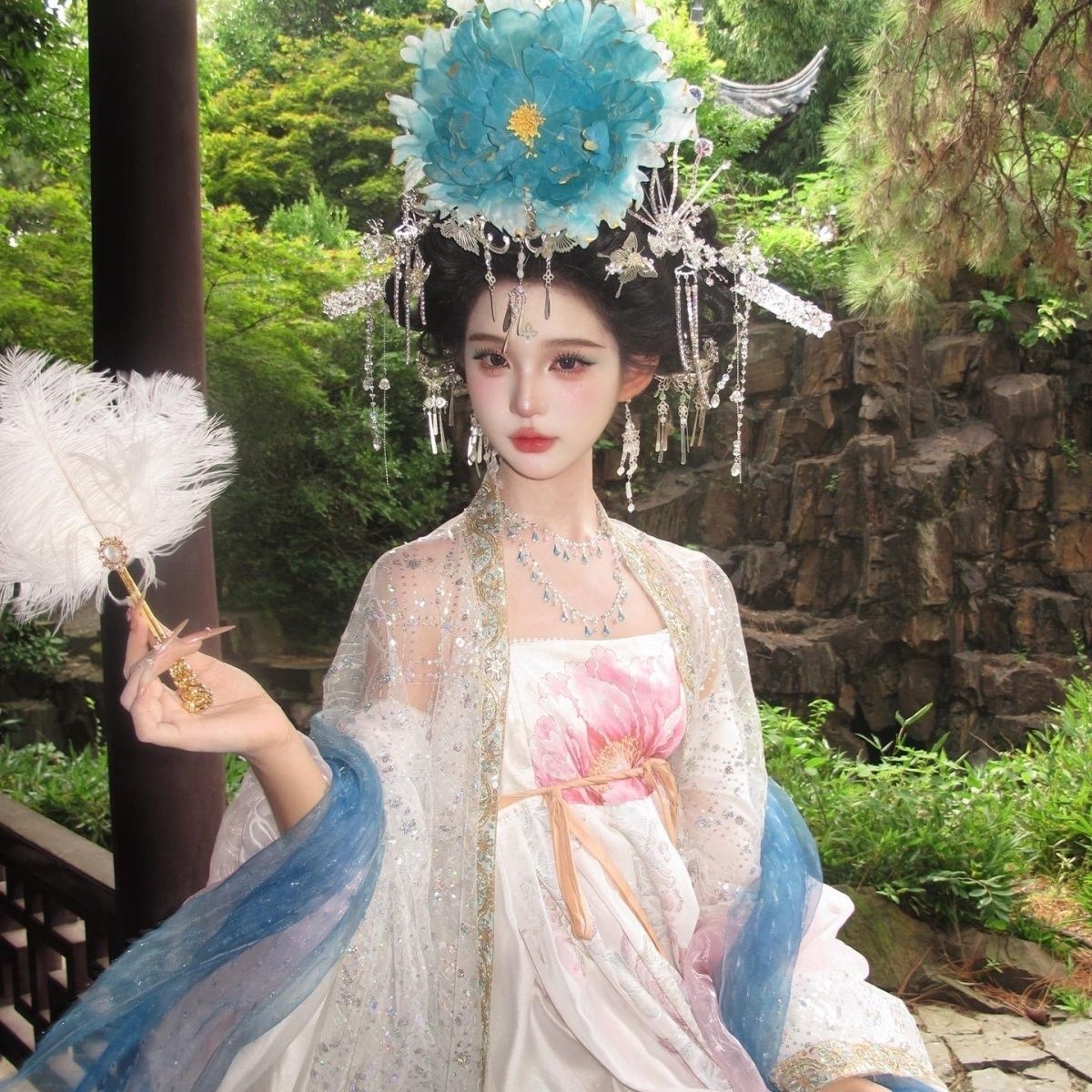2026爆款唐风亮片大袖衫汉服女齐腰襦裙古风写真宫廷贵妃套装