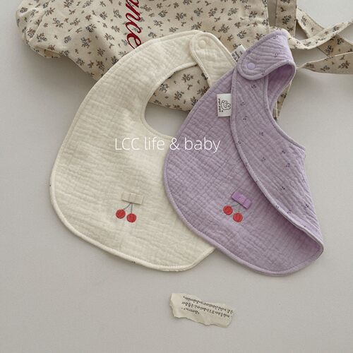 韩系糖果色宝宝纱布围兜纯棉a类AB双面可用5层口水巾婴儿围嘴