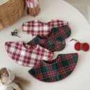 韩国同款婴幼儿圣诞款格子口水巾秋冬花瓣滚边围兜宝宝双面围兜