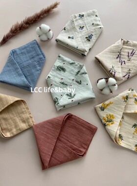 北欧双层竹棉Lacrib婴儿围嘴口水巾纱布小方巾宝宝手帕洗脸巾28cm