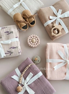 北欧cribsheet有机棉双层纱棉包巾婴儿抱被宝宝盖毯新生儿襁褓巾
