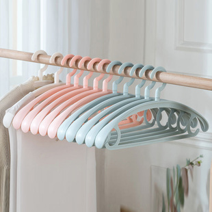 彩色加大加粗无痕衣架成人家用防滑庭院晾衣服钩塑料卧室大衣架子