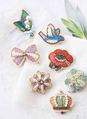 芬理希梦刺绣胸针材料Colorful Beads Decoration Brooch 429949