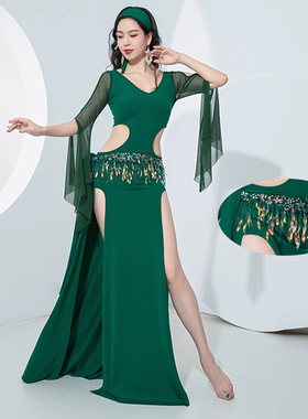 倾城之舞肚皮舞练功服套装新款镂空亮片臀巾民俗baladi saidi袍子