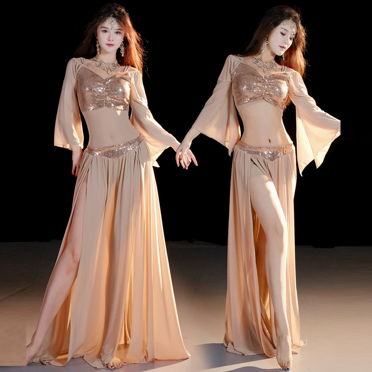 肚皮舞东方舞遮肚练功习班服套装