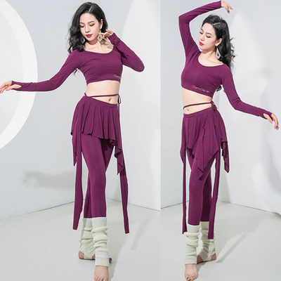 倾城之舞肚皮舞服装2025新款练功服长袖套装木代尔踩脚裤练习套装