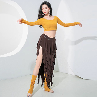 肚皮舞练功服套装春秋流苏裙