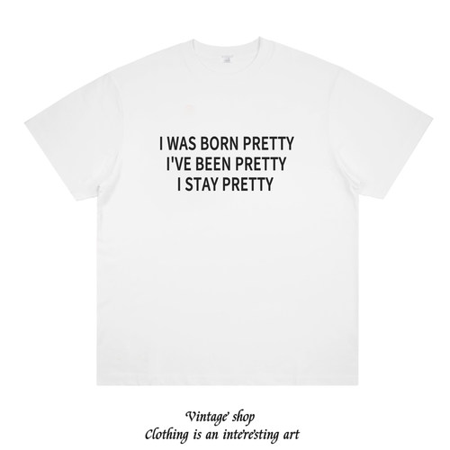 I was born pretty 巅峰对决同款美式短袖heatedrivalry夏季纯棉t
