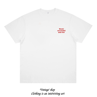 Mood successful and rich 美式复古英文简约趣味标语短袖小众t恤