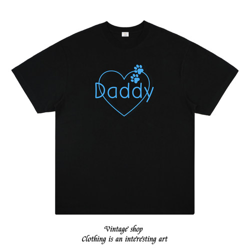 Daddy 狗狗爹地 趣味创意设计印花纯棉短袖美式简约情侣T恤潮