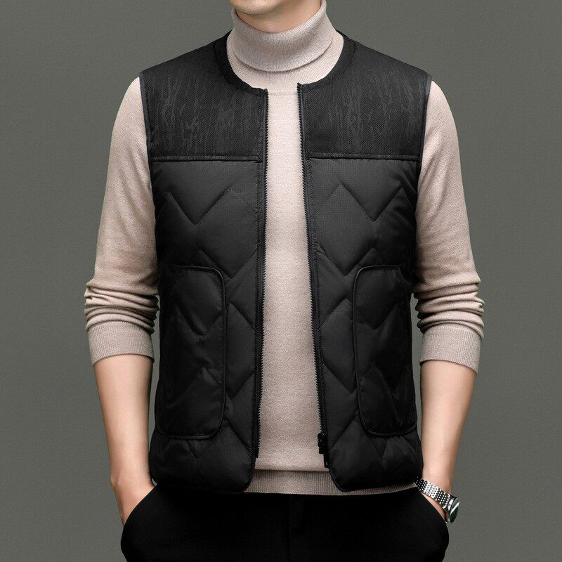 跨境90羽绒马甲男士两面穿圆领潮流拼色休闲坎肩加厚保暖时尚背心,男装,羽绒马甲,淘宝优惠券,粉丝福利购,淘宝优惠卷