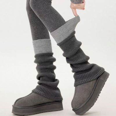 保暖裤腿袜套灰色堆堆袜小腿袜2025新款羊毛袜套冬加厚配鲨鱼裤