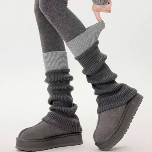 保暖裤腿袜套灰色堆堆袜小腿袜2025新款羊毛袜套冬加厚配鲨鱼裤