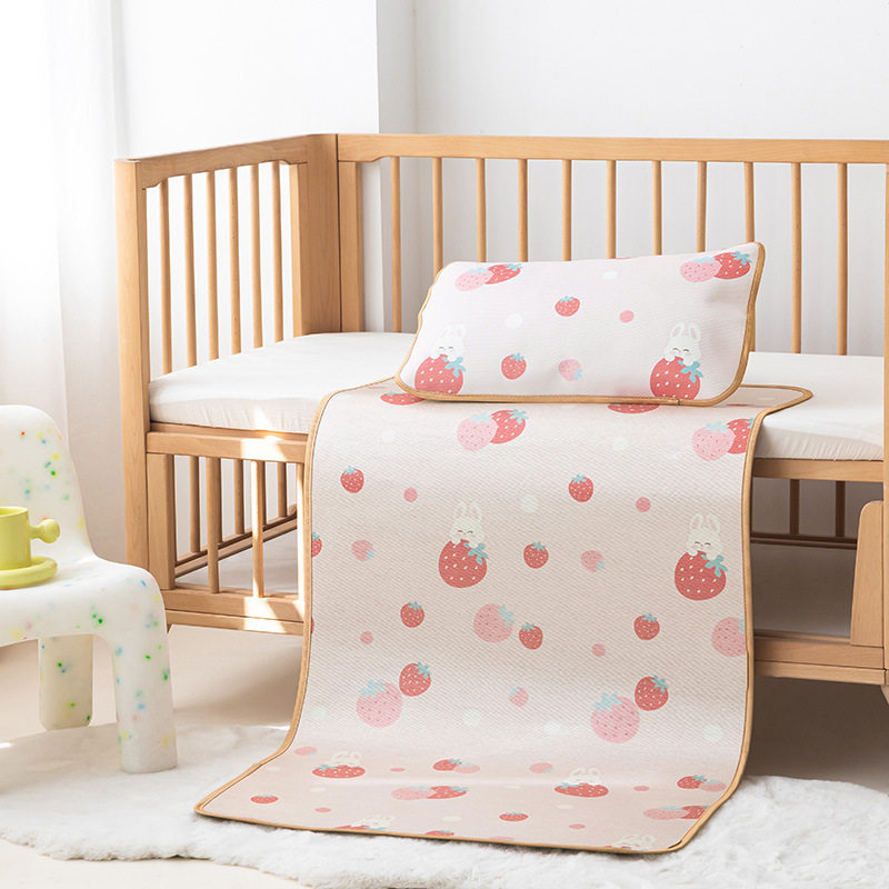 婴儿凉席宝宝小床冰丝席幼儿园午睡垫子夏季双面儿童藤席双面面席