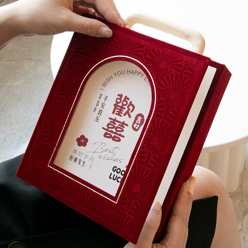 化妆包伴手礼礼物盒随身伴娘生日宴高级丝带撞色防水皮质化妆品挂
