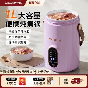 艾仕玛多功能电炖锅1L大容量炖煮锅小型便携煲汤煮粥神器宝宝辅食