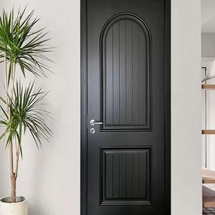 扣线复古烤漆门玻璃门厨房门 黑色卧室门房间门室内门美式 法式 风格