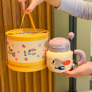 可爱朱迪尼克马克杯疯狂动物城水杯送男女生生日礼物伴手礼礼盒装