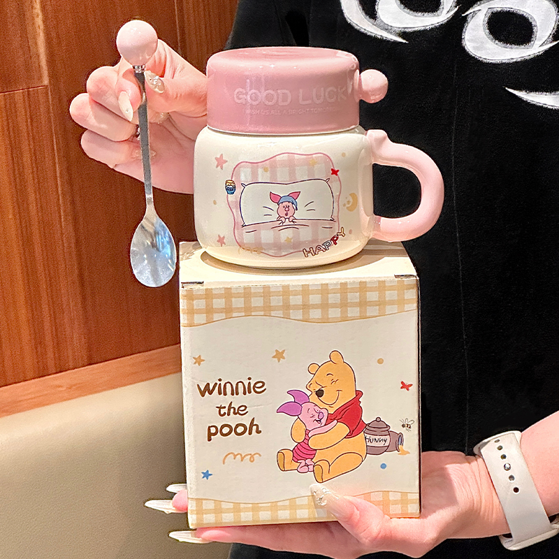 维尼熊水杯女生可爱陶瓷杯马克杯