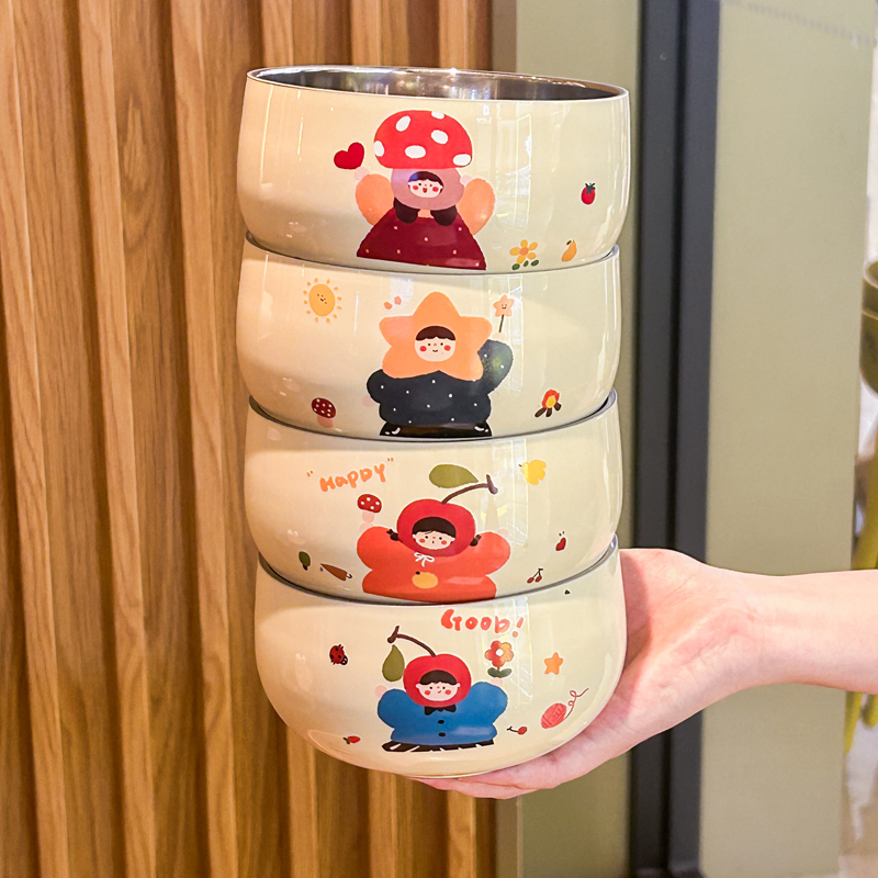 高颜值不锈钢儿童饭碗316食品级