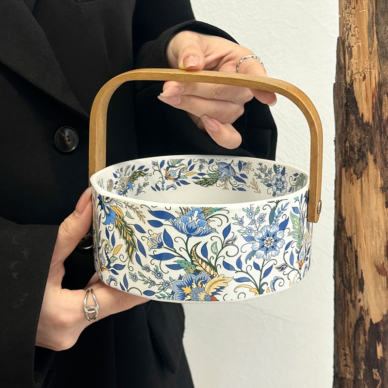 中古风水果蓝家用摆放盘糖果果盘