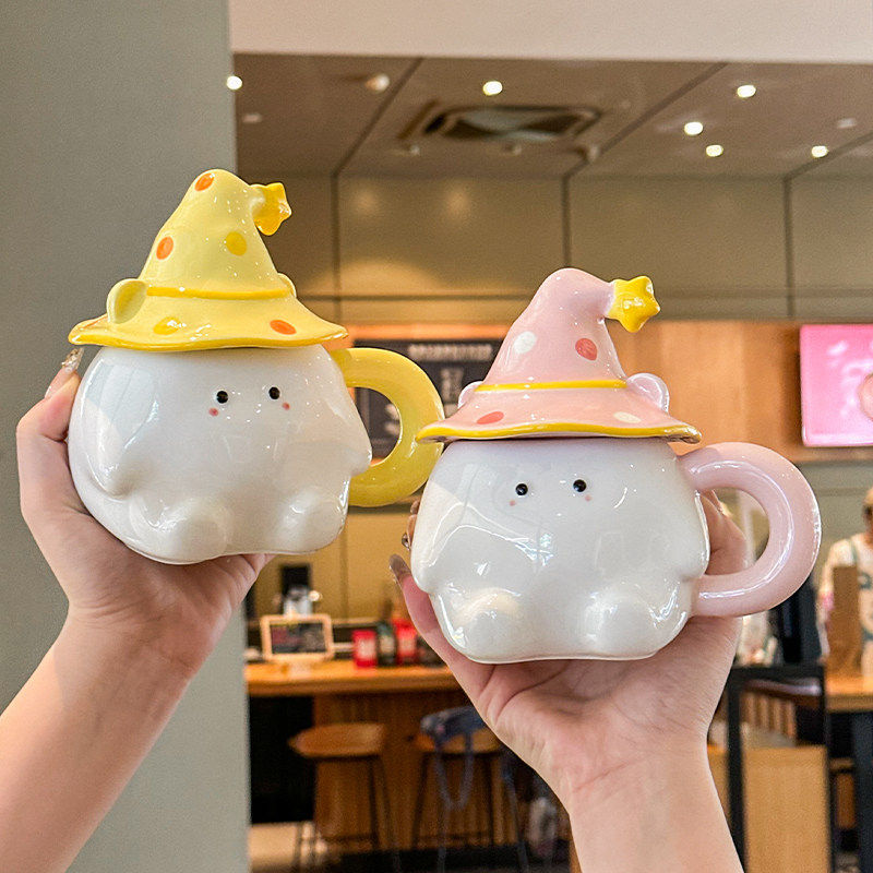 可爱精灵陶瓷马克杯设计感魔法帽水杯送女生高颜值咖啡杯生日礼物,餐饮具,马克杯,淘宝优惠券,粉丝福利购,淘宝优惠卷