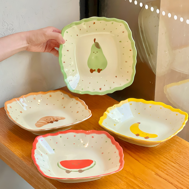 可爱水果陶瓷方盘2025新款菜盘子