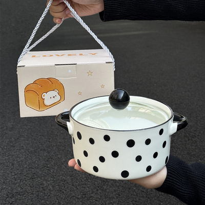 陶瓷ins女生带盖泡面碗