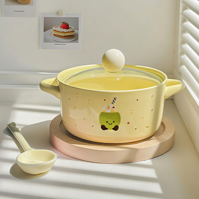 可爱椰子泡面碗双耳汤碗学生宿舍