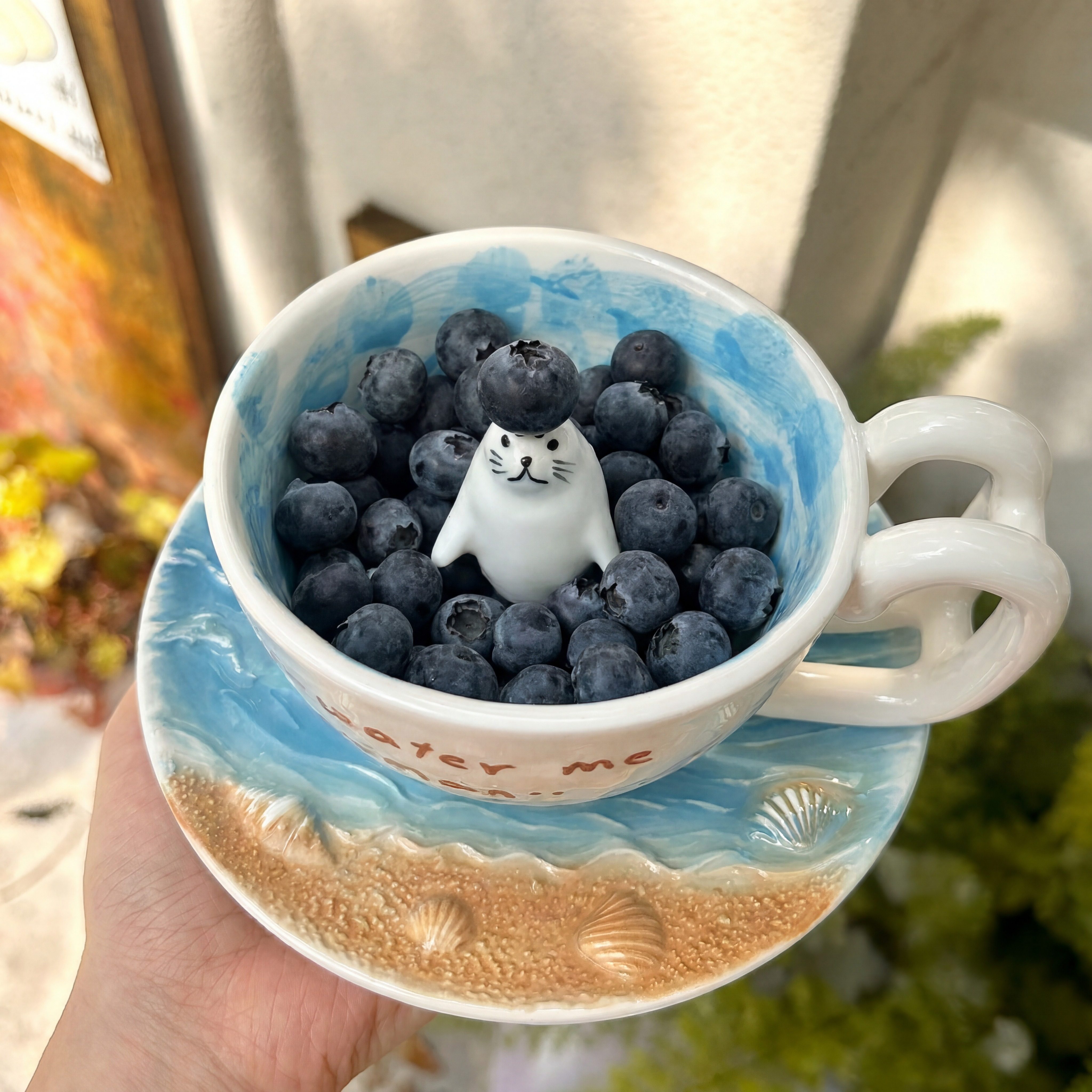 海豹泡澡杯子可爱高颜值陶瓷水杯