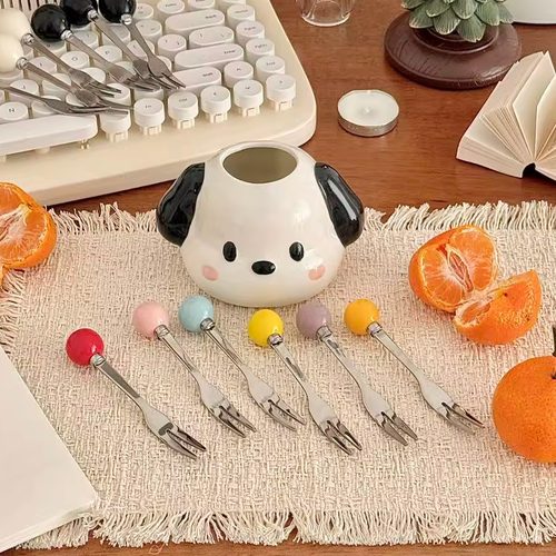 可爱小狗水果叉不锈钢儿童水果签