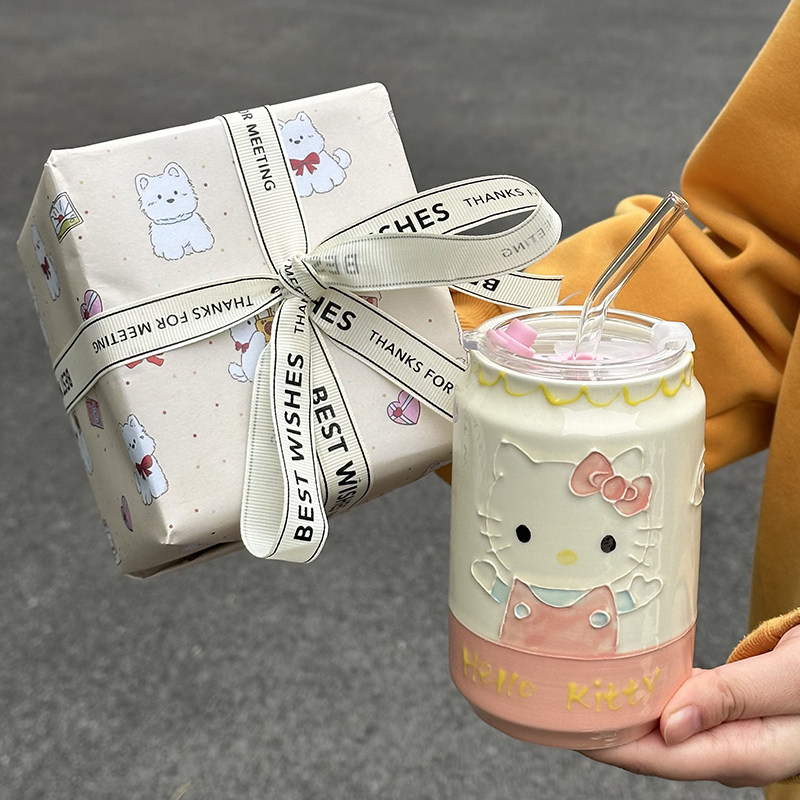 可爱高颜值猫咪吸管水杯情侣款陶瓷马克杯送女生生日礼物伴手礼盒,餐饮具,马克杯,淘宝优惠券,粉丝福利购,淘宝优惠卷